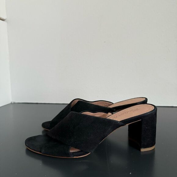 Madewell The Greer Mule Sandal Size 7.5 Black Comfort Suede Medium Block Heel - Picture 7 of 13